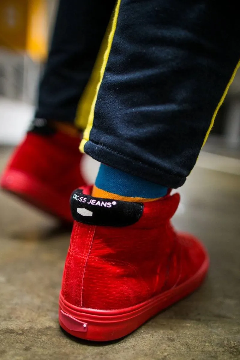 Online Cross Jeans Trampki Męskie Wysokie Skóra Zamsz Czerwone EE1R4055C