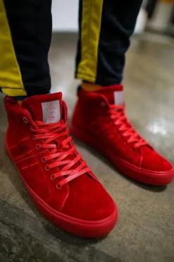 Online Cross Jeans Trampki Męskie Wysokie Skóra Zamsz Czerwone EE1R4055C