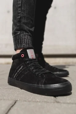 Online Trampki Męskie Wysokie Skóra Zamsz Czarne EE1R4057C Męskie Trampki Męskie Cross Jeans|Trampki Wysokie