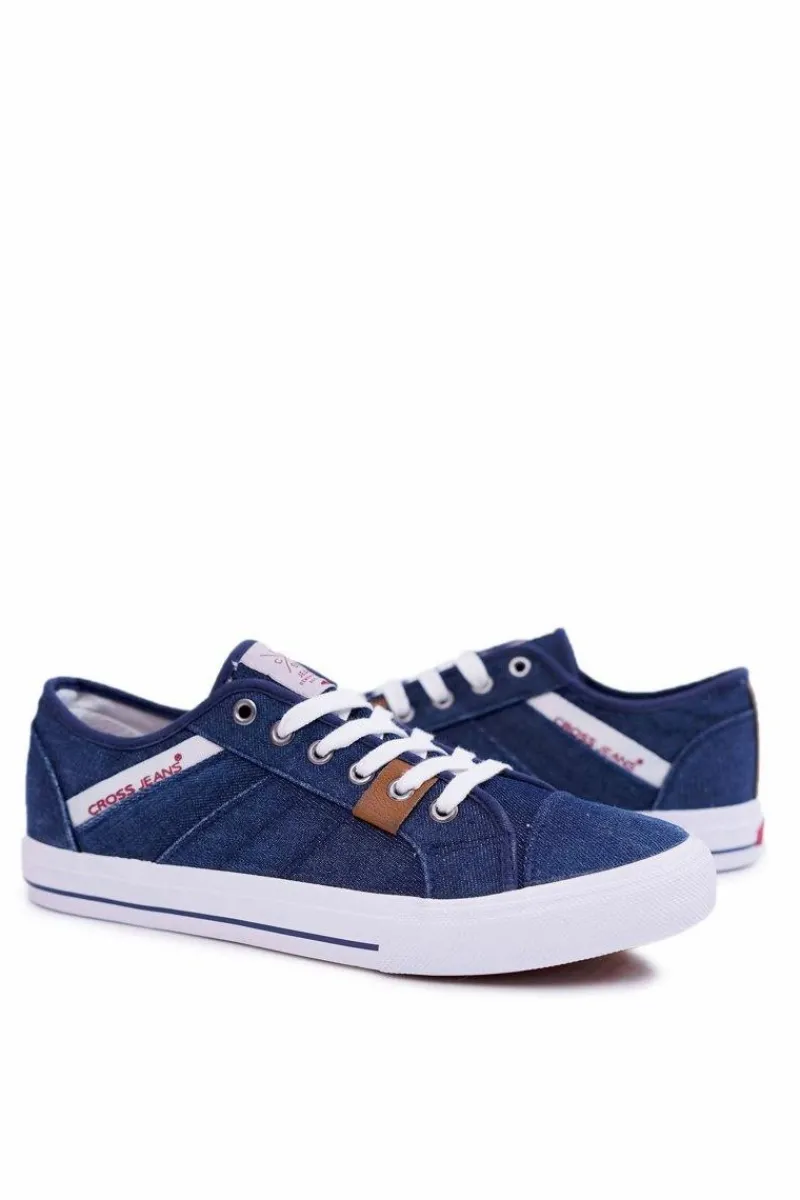 Sale Trampki Męskie Klasyczne Jeans Granatowe DD1R4027 Męskie Trampki Męskie Cross Jeans|Trampki Niskie