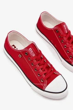 Sale Big Star Shoes Trampki Męskie Niskie Materiałowe Big Star DD174502 Czerwone Czarny