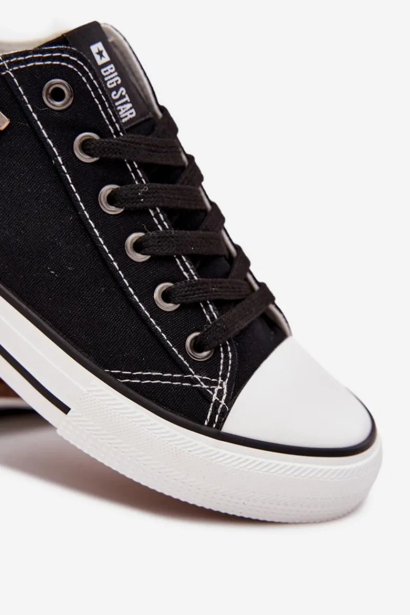 Trampki Męskie Big Star|Trampki Niskie>Big Star Shoes Trampki Męskie Niskie Materiałowe Big Star DD174504 Czarne Czarny