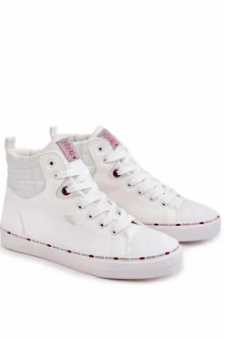 Cross Jeans Trampki Męskie Wysokie Ocieplone KK1R4056C Białe Biały