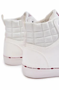 Cross Jeans Trampki Męskie Wysokie Ocieplone KK1R4056C Białe Biały