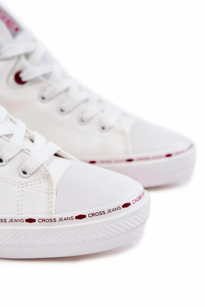 Cross Jeans Trampki Męskie Wysokie Ocieplone KK1R4056C Białe Biały