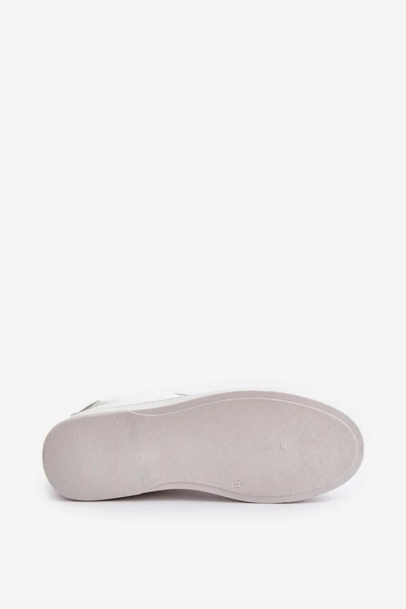 Trampki Męskie Big Star|Trampki Niskie>Big Star Shoes Trampki Męskie Z Eko Skóry Big Star OO174020 Hi-Poly System Białe Biały