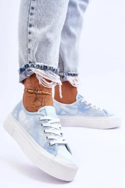 Trampki Damskie Niskie></noscript>Lee Cooper Trampki Na Platformie LCW-23-31-1782L Niebieskie