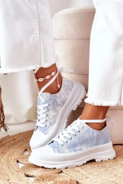 Outlet Boto Trampki Na Platformie Niebieskie Z Efektem Tie-Dye Travel Time