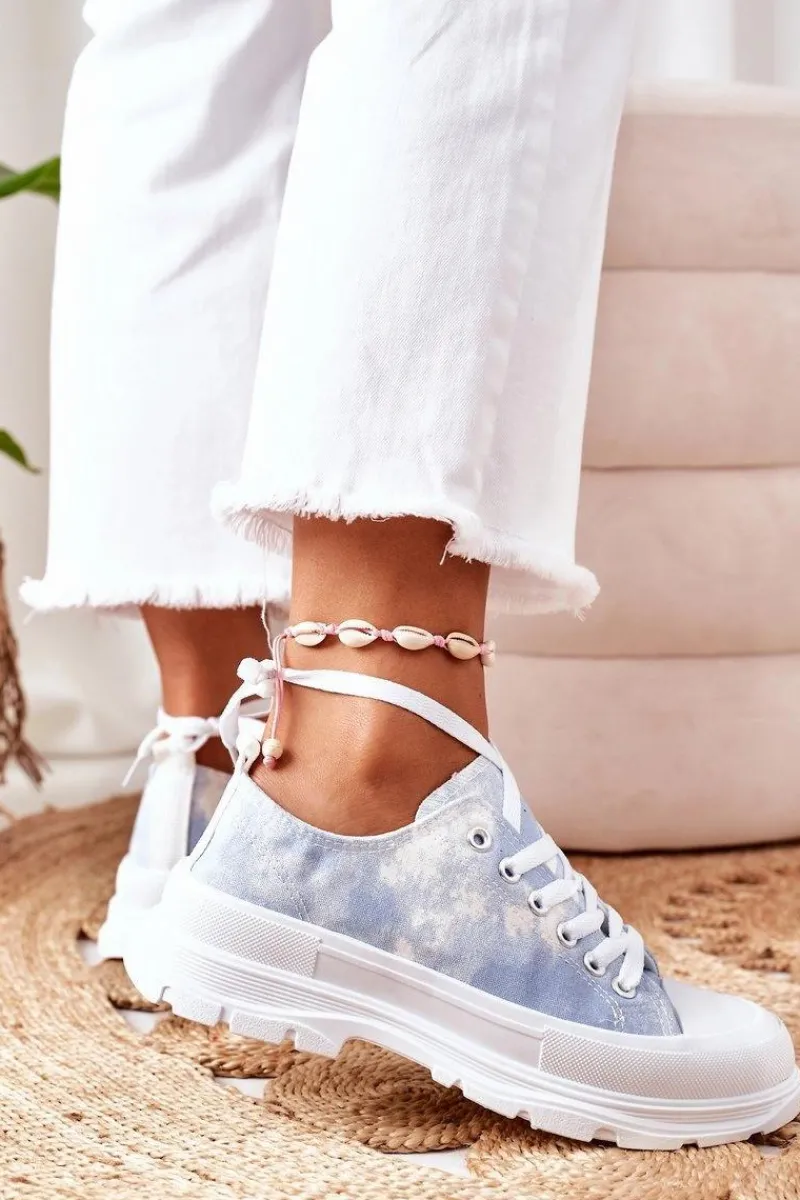 Outlet Boto Trampki Na Platformie Niebieskie Z Efektem Tie-Dye Travel Time