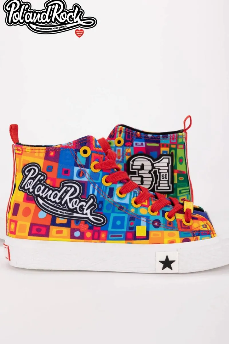 Trampki Męskie Big Star|Trampki Wysokie>Big Star Shoes Trampki Pol'and'Rock Festival X Big Star SS174504 Zielono-Żółte