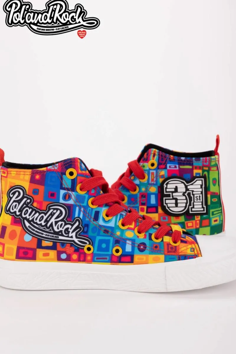 Trampki Męskie Big Star|Trampki Wysokie>Big Star Shoes Trampki Pol'and'Rock Festival X Big Star SS174504 Zielono-Żółte