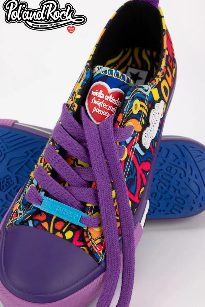 New Trampki Pol'and'Rock Festival X Big Star SS274905 Fioletowe Damskie Trampki Męskie Big Star|Trampki Niskie