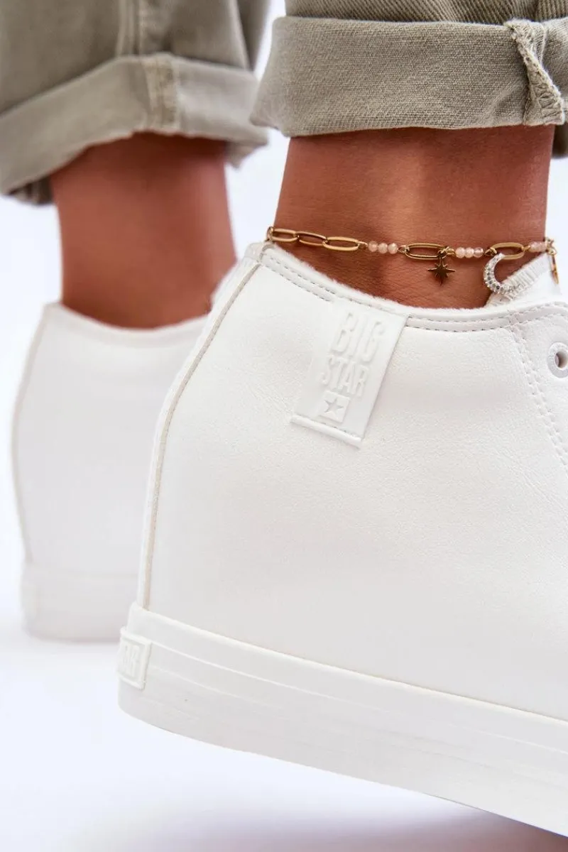 Online Trampki Skórzane Damskie Na Koturnie Big Star MM274002 Białe Damskie Trampki Damskie Big Star|Trampki Damskie Wysokie