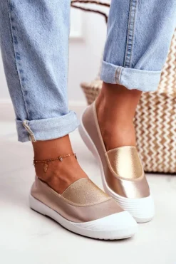 Online Trampki Slip On Wsuwane Złote Tenisówki Justy Damskie Trampki Damskie Slip-On|Trampki Damskie Niskie