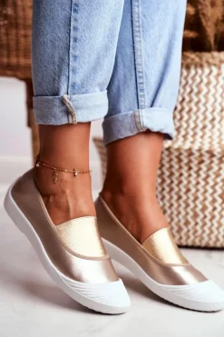 Online Trampki Slip On Wsuwane Złote Tenisówki Justy Damskie Trampki Damskie Slip-On|Trampki Damskie Niskie