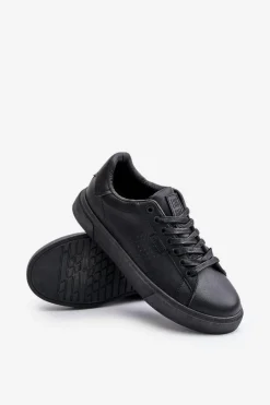 Hot Trampki Sneakersy Męskie Z Eko Skóry Big Star OO174117 Czarne Męskie Trampki Męskie Big Star|Trampki Niskie