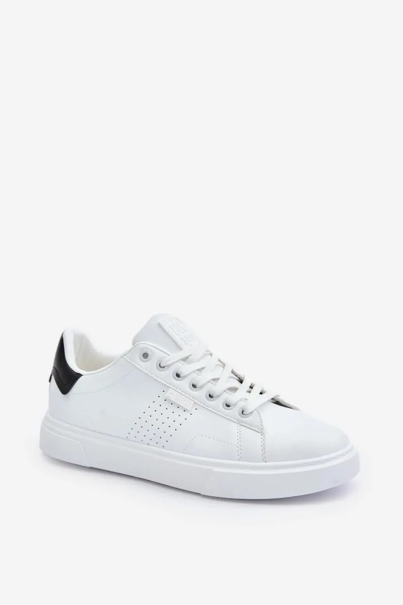 Trampki Męskie Big Star|Trampki Niskie>Big Star Shoes Trampki Sneakersy Męskie Z Eko Skóry Big Star OO174115 Białe Biały