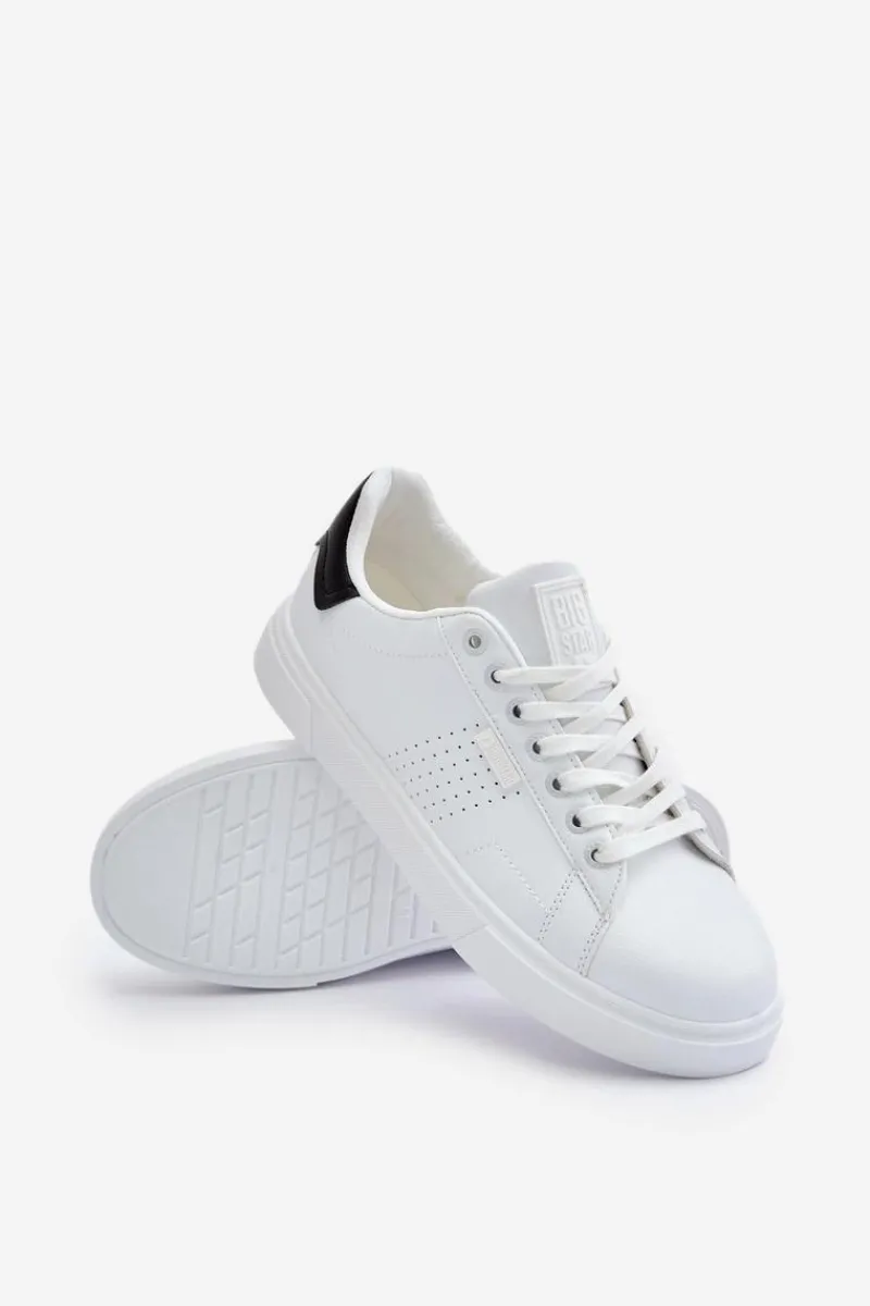 Trampki Męskie Big Star|Trampki Niskie>Big Star Shoes Trampki Sneakersy Męskie Z Eko Skóry Big Star OO174115 Białe Biały