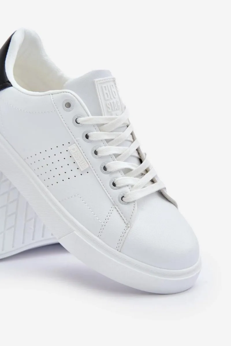 Trampki Męskie Big Star|Trampki Niskie>Big Star Shoes Trampki Sneakersy Męskie Z Eko Skóry Big Star OO174115 Białe Biały