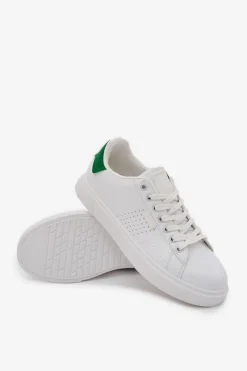 Discount Trampki Sneakersy Męskie Z Eko Skóry Big Star OO174116 Biało-Zielone Męskie Trampki Męskie Big Star|Trampki Niskie