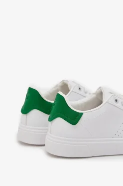 Discount Trampki Sneakersy Męskie Z Eko Skóry Big Star OO174116 Biało-Zielone Męskie Trampki Męskie Big Star|Trampki Niskie