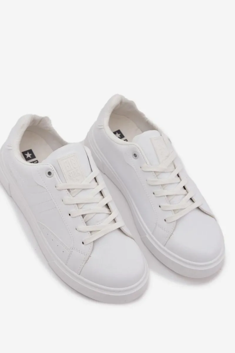 Trampki Męskie Big Star|Trampki Niskie>Big Star Shoes Trampki Sneakersy Męskie Z Eko Skóry Big Star OO174118 Białe Biały