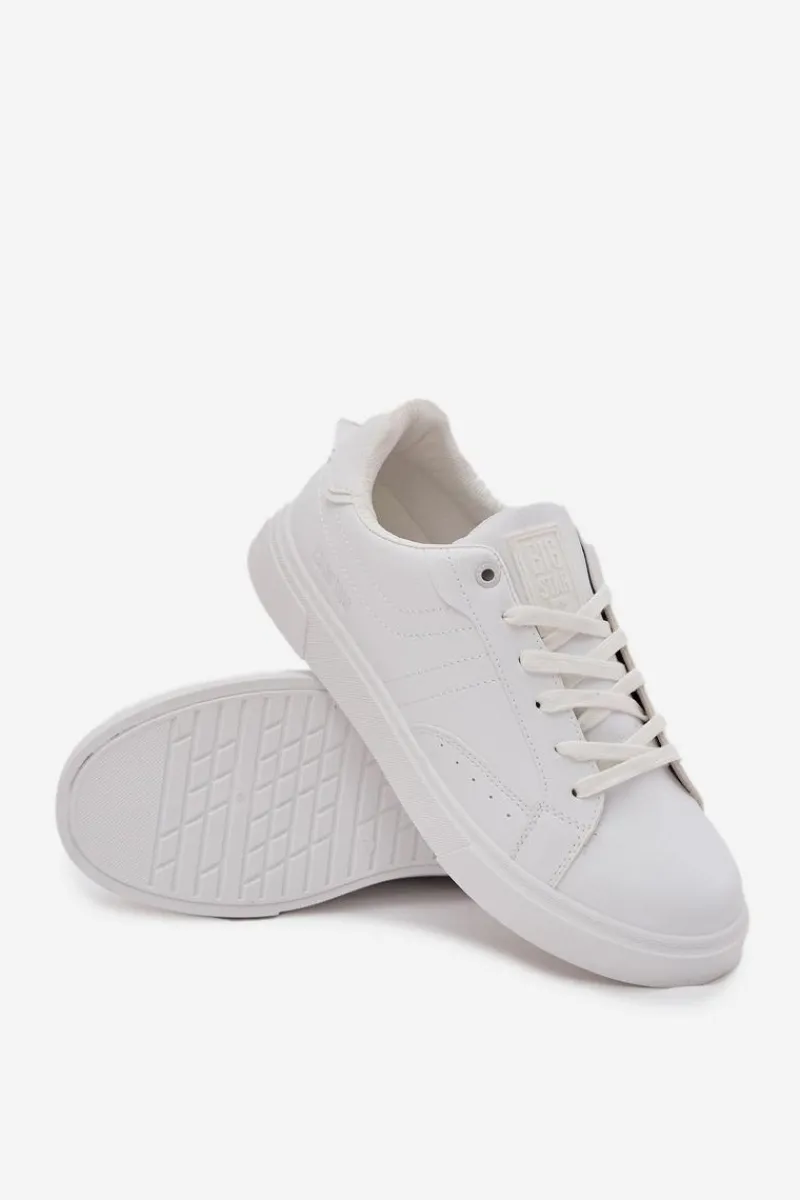 Trampki Męskie Big Star|Trampki Niskie>Big Star Shoes Trampki Sneakersy Męskie Z Eko Skóry Big Star OO174118 Białe Biały