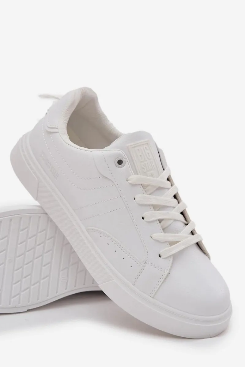 Trampki Męskie Big Star|Trampki Niskie>Big Star Shoes Trampki Sneakersy Męskie Z Eko Skóry Big Star OO174118 Białe Biały