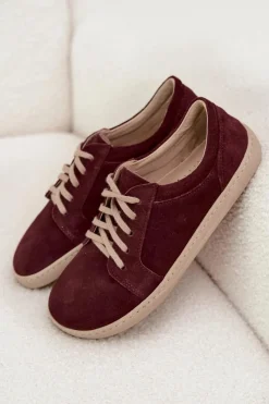 Sale Zazoo Trampki Typu Barefoot Z Naturalnego Zamszu 314 Bordowe Czerwony