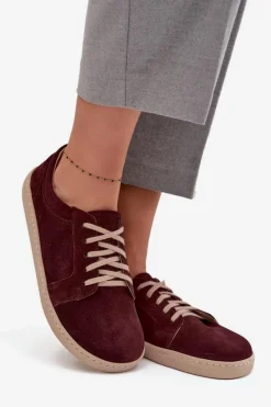 Sale Zazoo Trampki Typu Barefoot Z Naturalnego Zamszu 314 Bordowe Czerwony