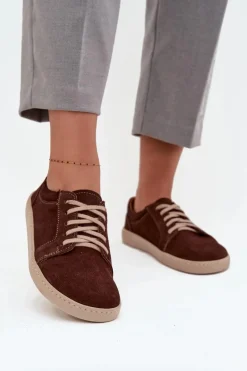 Trampki Damskie Niskie|Półbuty Skórzane>Zazoo Trampki Typu Barefoot Z Naturalnego Zamszu 314 Czekoladowe Brązowy