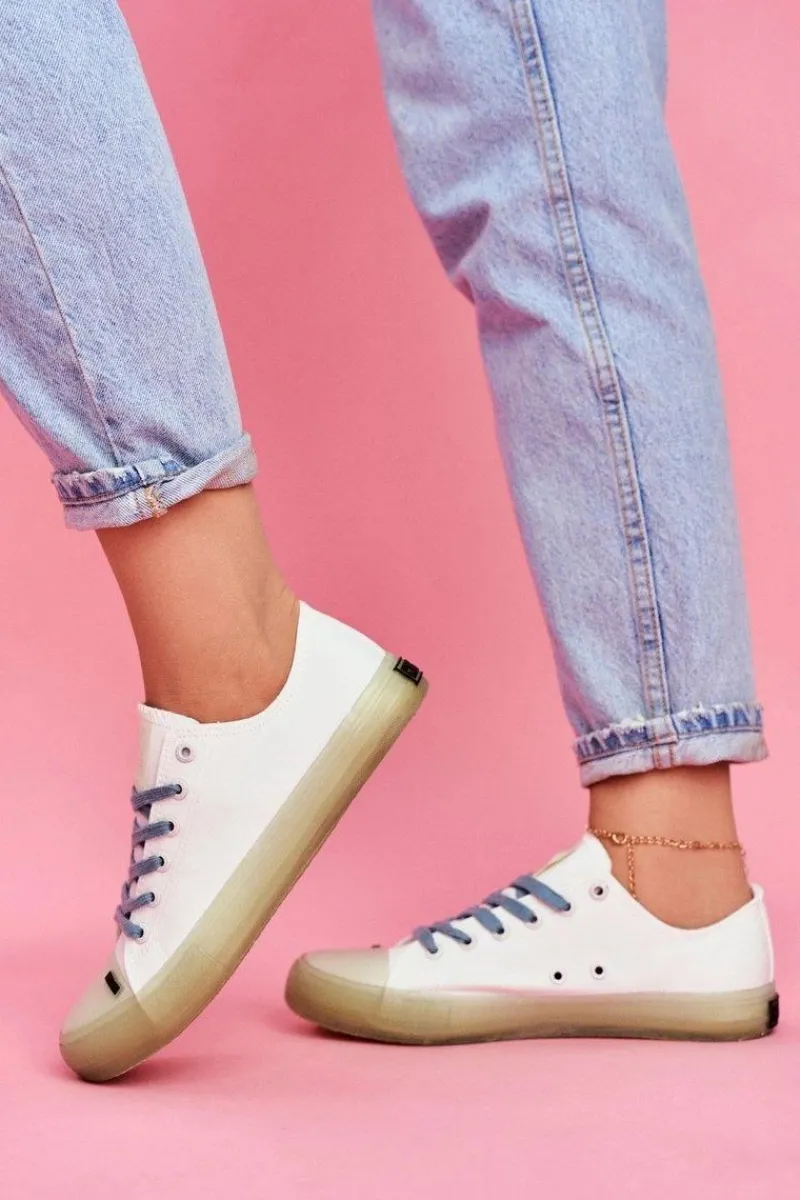 Best Trampki Z Przezroczystą Podeszwą Big Star FF274256 Białe Damskie Trampki Damskie Big Star|Trampki Damskie Niskie