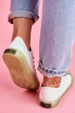 Best Trampki Z Przezroczystą Podeszwą Big Star FF274256 Białe Damskie Trampki Damskie Big Star|Trampki Damskie Niskie