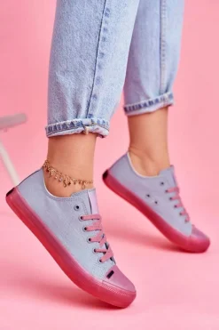 Trampki Damskie Big Star|Trampki Damskie Niskie>Big Star Shoes Trampki Z Przezroczystą Podeszwą Big Star FF274260 Niebiesko-Różowe