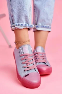 Trampki Damskie Big Star|Trampki Damskie Niskie>Big Star Shoes Trampki Z Przezroczystą Podeszwą Big Star FF274260 Niebiesko-Różowe