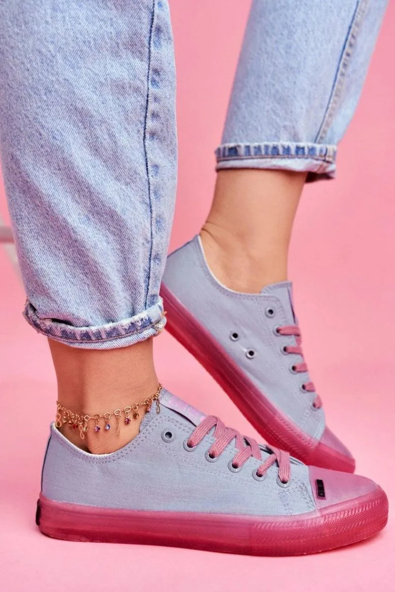 Trampki Damskie Big Star|Trampki Damskie Niskie>Big Star Shoes Trampki Z Przezroczystą Podeszwą Big Star FF274260 Niebiesko-Różowe