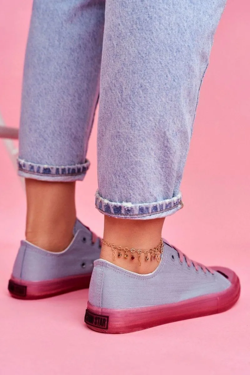 Trampki Damskie Big Star|Trampki Damskie Niskie>Big Star Shoes Trampki Z Przezroczystą Podeszwą Big Star FF274260 Niebiesko-Różowe