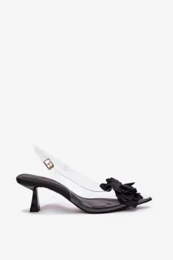 Best Transparentne Sandały Na Szpilce Z Ozdobnym Kwiatem Czarne Risalie Damskie Sandały Na Obcasie