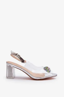 Sandały Na Słupku|Sandały Na Obcasie><noscript><img width=