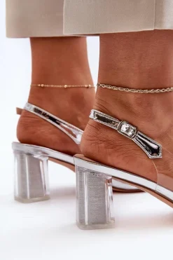 Sandały Na Słupku|Sandały Na Obcasie><noscript><img width=