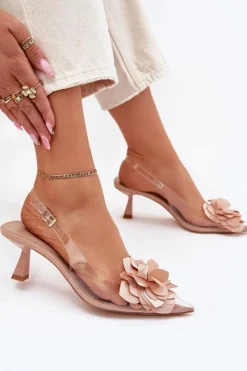 Sandały Na Obcasie>Boto Transparentne Sandały Na Szpilce Z Ozdobnym Kwiatem Nude Risalie