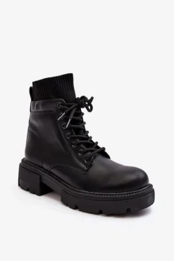 Discount Boto Trapery Botki Damskie Ze Skarpetą Czarne Rivella Czarny