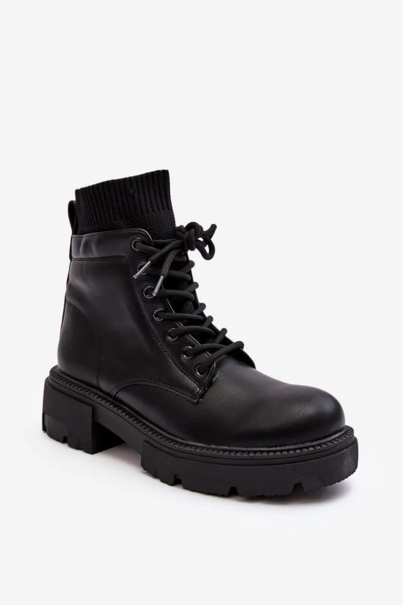 Discount Boto Trapery Botki Damskie Ze Skarpetą Czarne Rivella Czarny