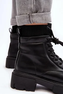 Discount Boto Trapery Botki Damskie Ze Skarpetą Czarne Rivella Czarny