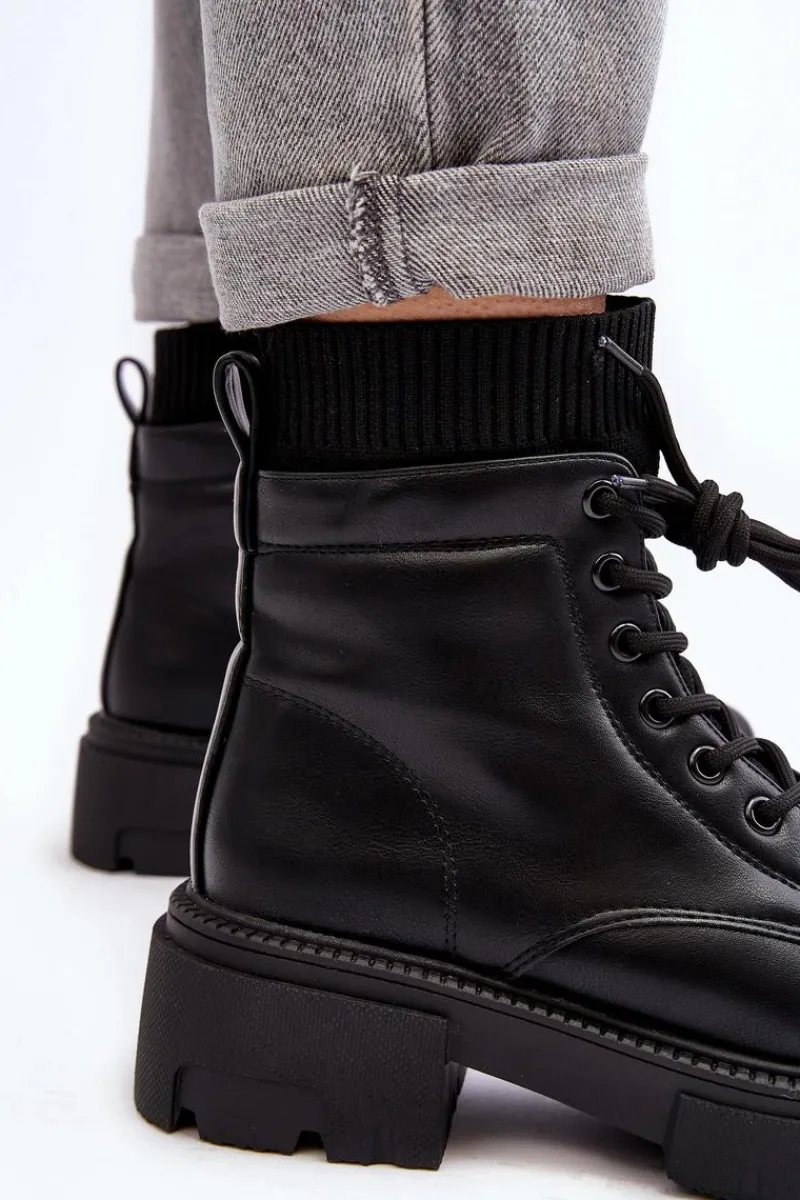 Discount Boto Trapery Botki Damskie Ze Skarpetą Czarne Rivella Czarny