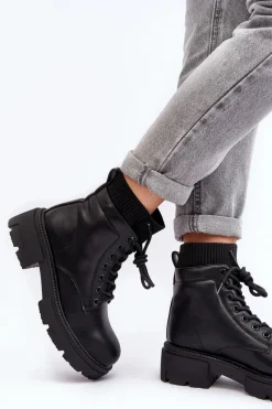 Discount Boto Trapery Botki Damskie Ze Skarpetą Czarne Rivella Czarny