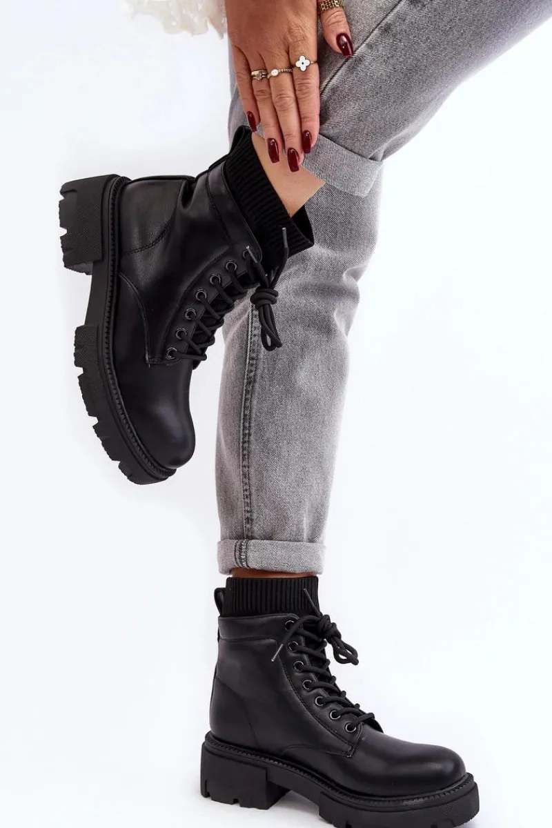 Discount Boto Trapery Botki Damskie Ze Skarpetą Czarne Rivella Czarny