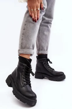 Discount Boto Trapery Botki Damskie Ze Skarpetą Czarne Rivella Czarny