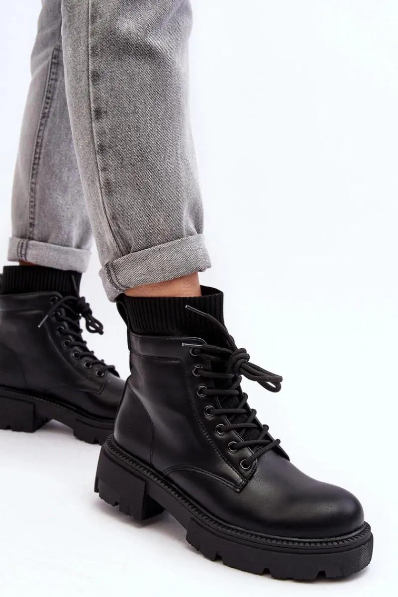 Discount Boto Trapery Botki Damskie Ze Skarpetą Czarne Rivella Czarny