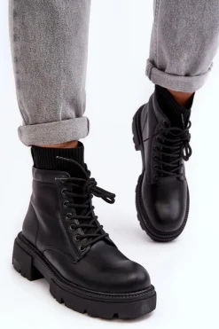 Discount Boto Trapery Botki Damskie Ze Skarpetą Czarne Rivella Czarny